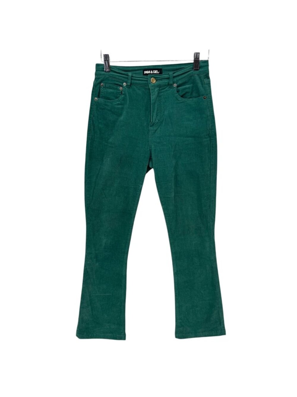 Pam & Gela Bootcut Corduroy Jeans Womens Emerald Green 5 Pocket Cotton Size 26